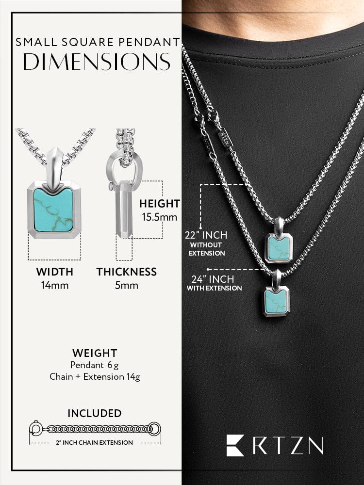 Turquoise Square Pendant Necklace - Che Cose Belle