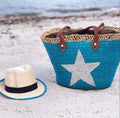 Turquoise Star Sequin Moroccan Beach Tote Bag - Che Cose Belle