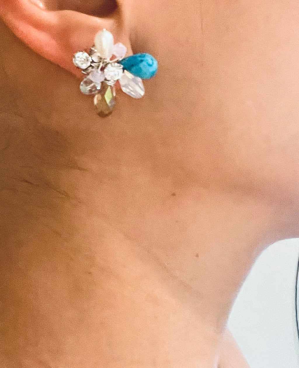 Turquoise Swarovski Flower earrings - Che Cose Belle
