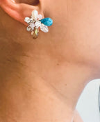 Turquoise Swarovski Flower earrings - Che Cose Belle