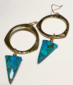 Turquoise Triangle Hoop earrings - Che Cose Belle