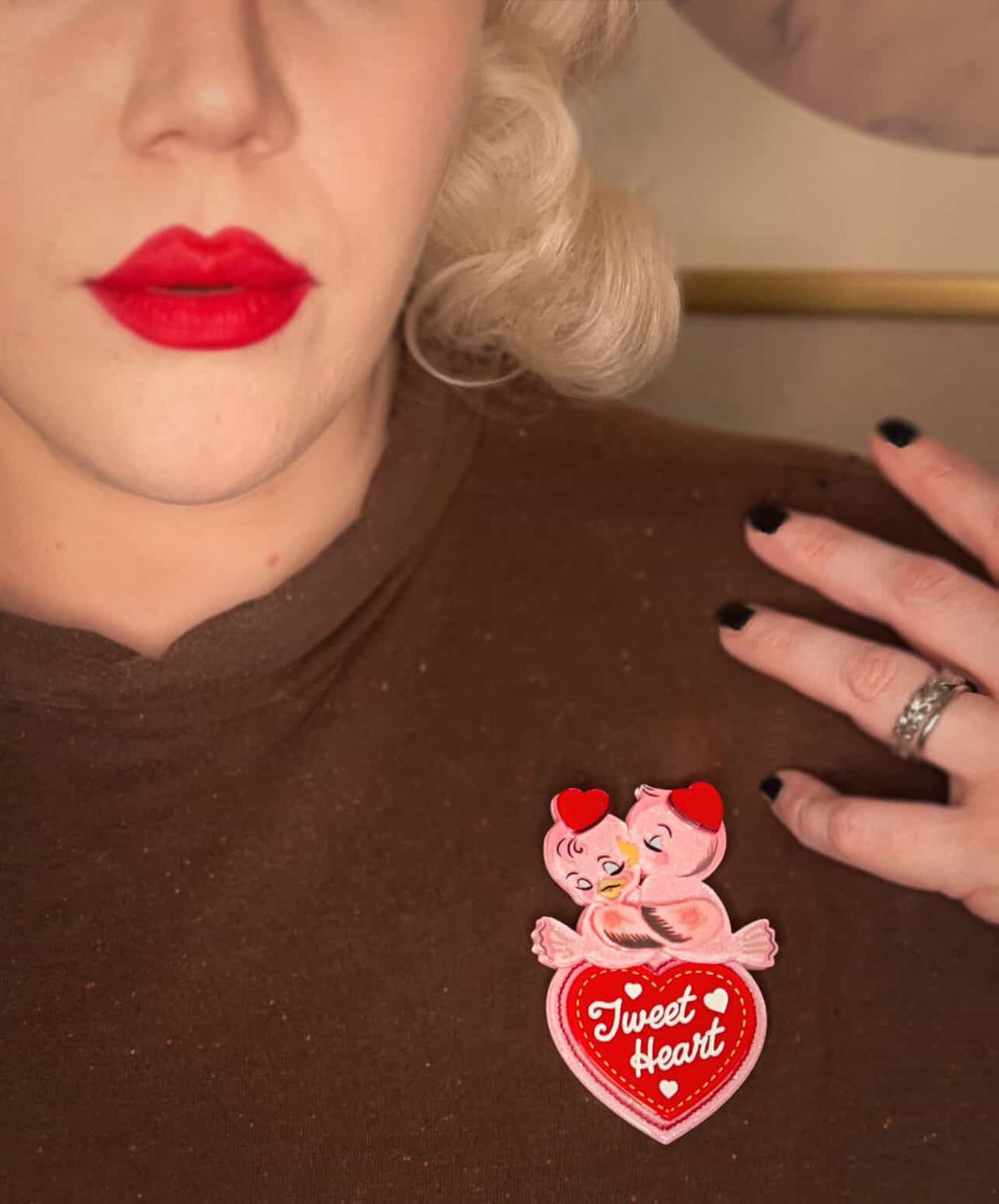 Tweet Heart Brooch by 50's Vintage Dame x Lipstick & Chrome - Che Cose Belle