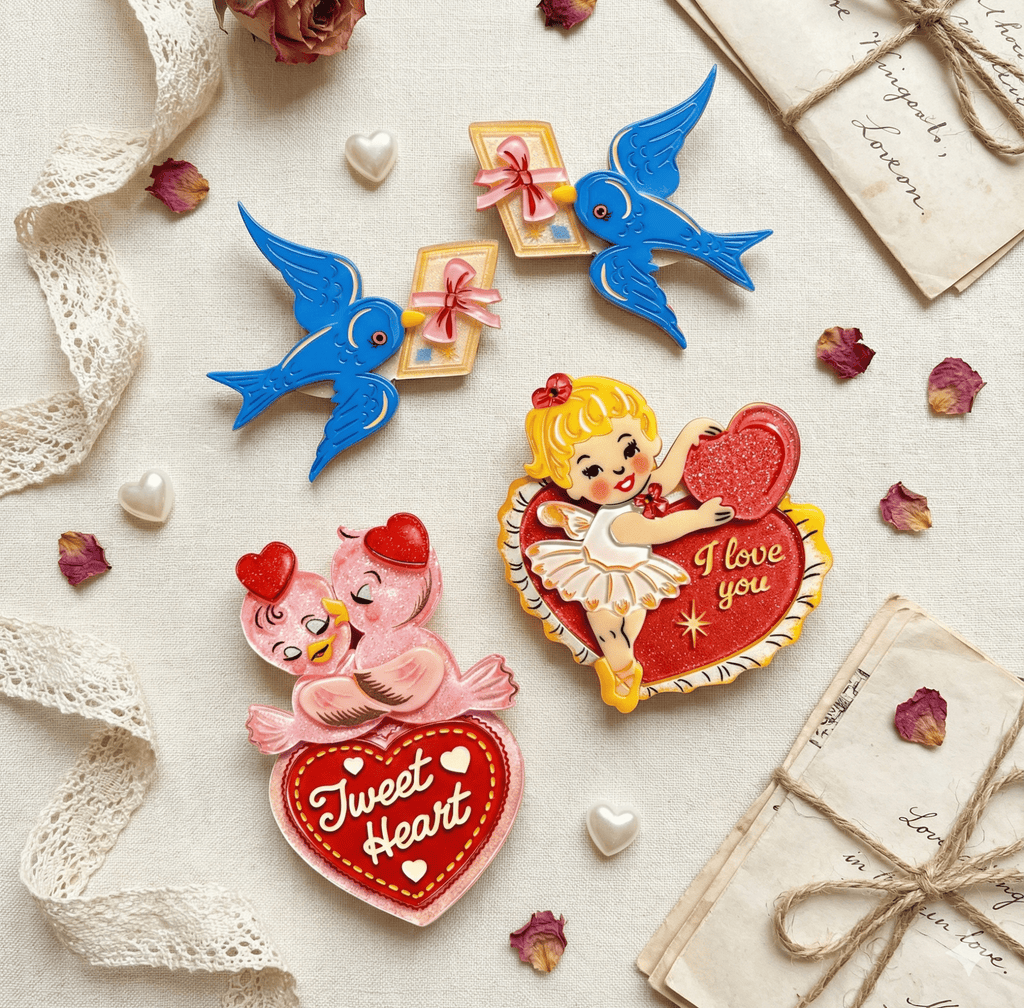 Tweet Heart Brooch by 50's Vintage Dame x Lipstick & Chrome - Che Cose Belle