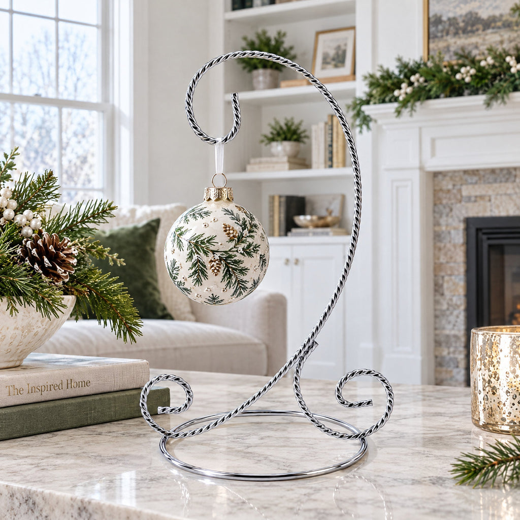 Twisted Wire Silver Metal Ornament Stand Display 7.2 Inches (Taiwan) - Che Cose Belle