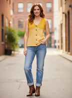 Two Toned Button Up Tank Top - Che Cose Belle