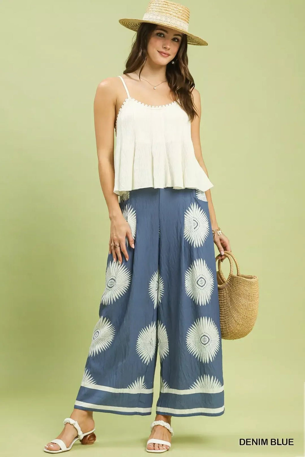 Umgee Abstract Border Print Wide Leg Pants - Che Cose Belle