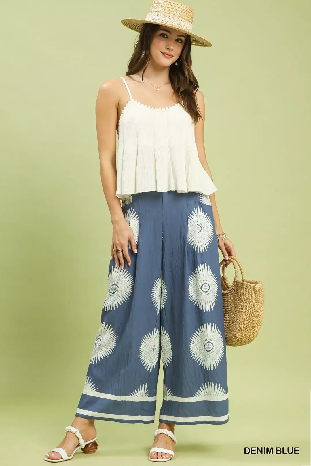Umgee Abstract Border Print Wide Leg Pants - Che Cose Belle