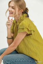 Umgee Lace Trim Ruffle Top - Che Cose Belle