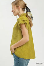 Umgee Lace Trim Ruffle Top - Che Cose Belle