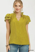 Umgee Lace Trim Ruffle Top - Che Cose Belle