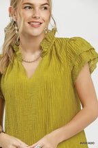 Umgee Lace Trim Ruffle Top - Che Cose Belle