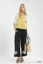 Umgee Linen Embroidered Wide - Leg Boho Pants - Che Cose Belle