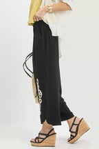 Umgee Linen Embroidered Wide - Leg Boho Pants - Che Cose Belle