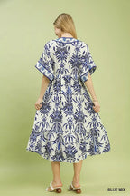 Umgee Mix Floral Border Midi Dress with Pockets - Che Cose Belle