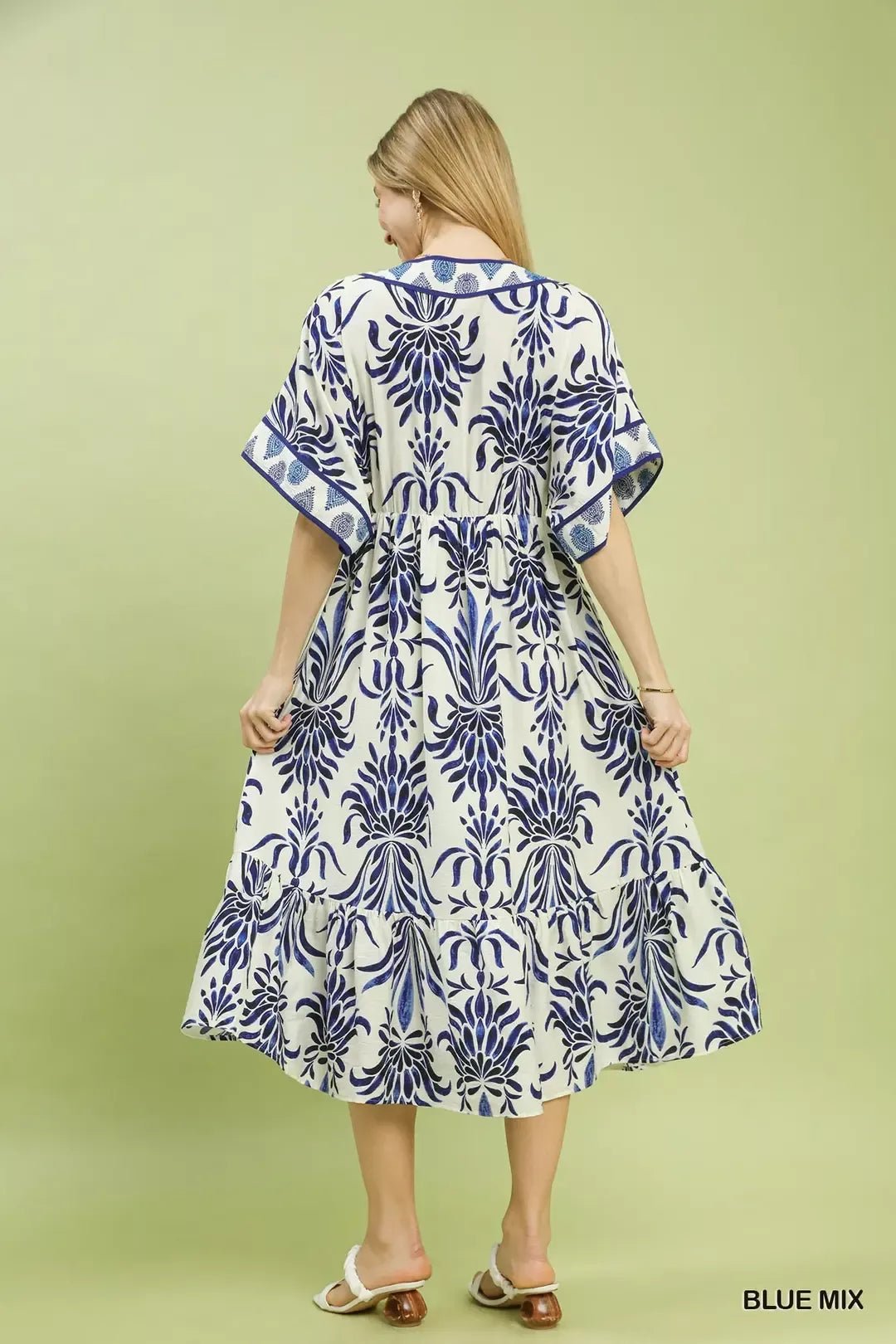 Umgee Mix Floral Border Midi Dress with Pockets - Che Cose Belle