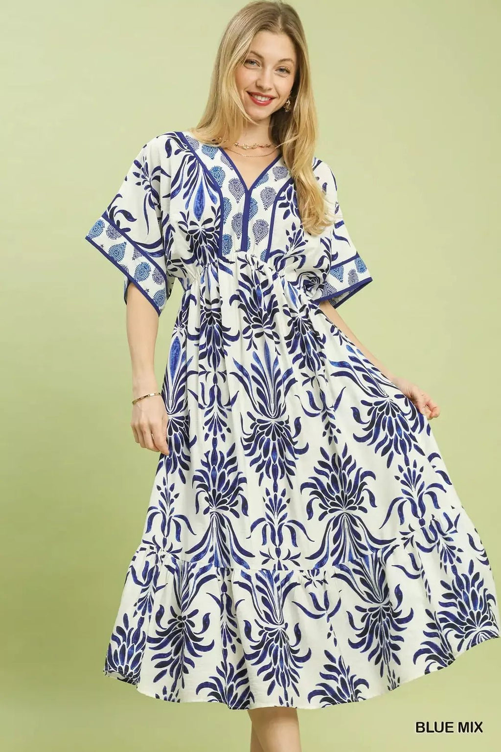 Umgee Mix Floral Border Midi Dress with Pockets - Che Cose Belle
