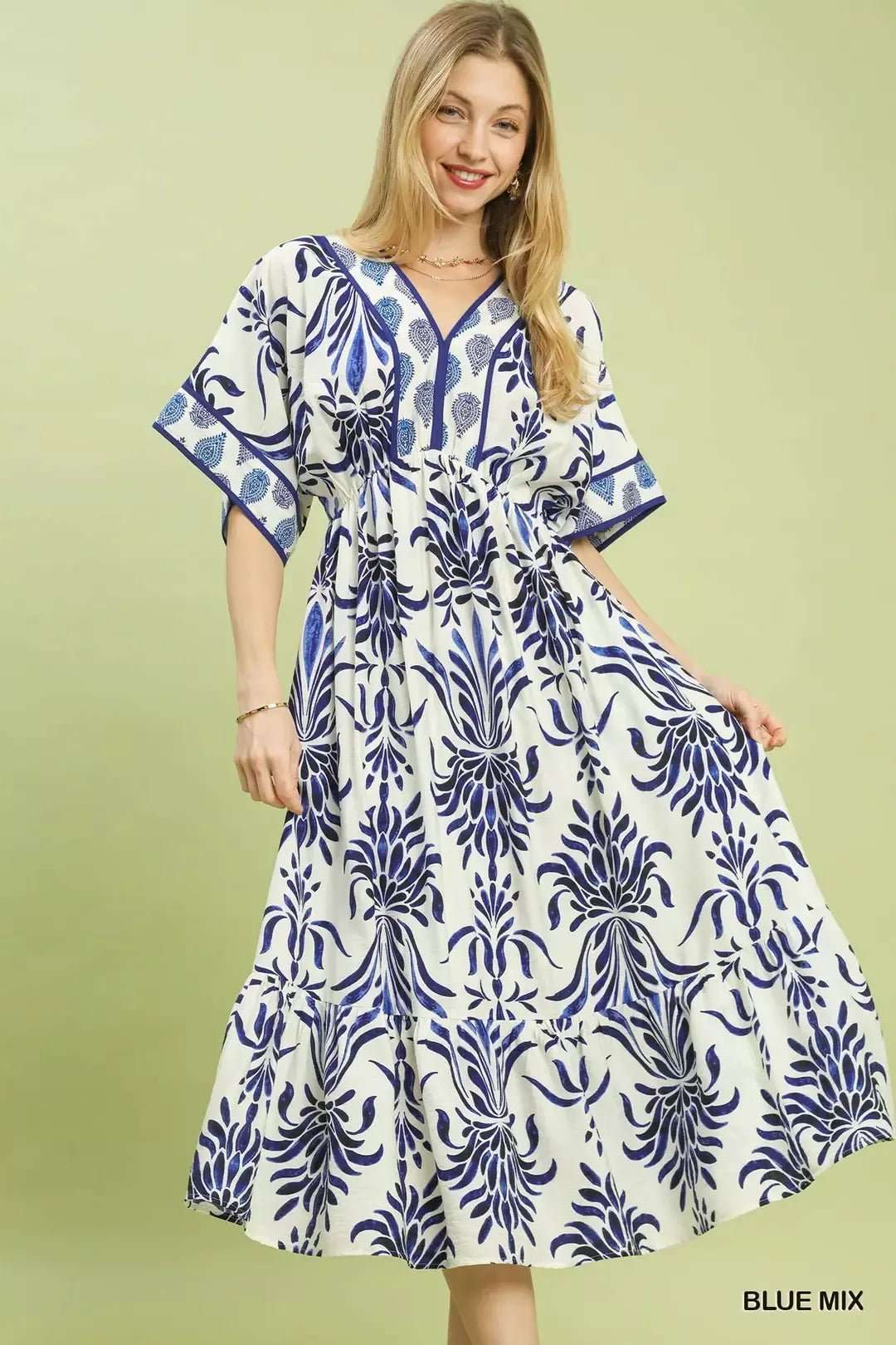Umgee Mix Floral Border Midi Dress with Pockets - Che Cose Belle