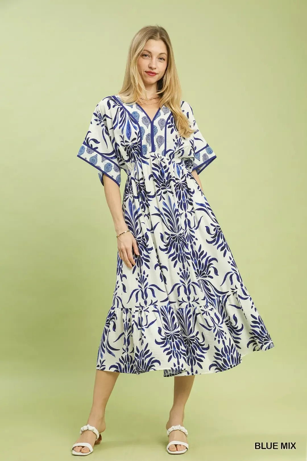 Umgee Mix Floral Border Midi Dress with Pockets - Che Cose Belle