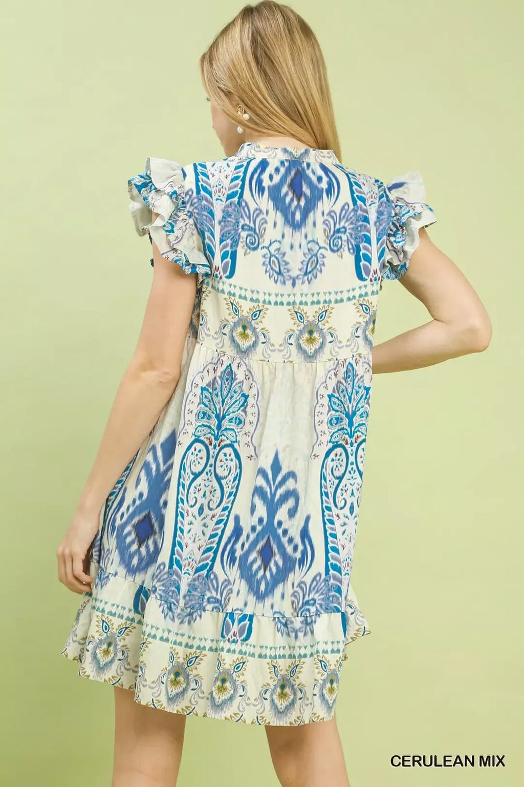 Umgee Mix Ruffle Sleeve Boho Print Dress - Che Cose Belle