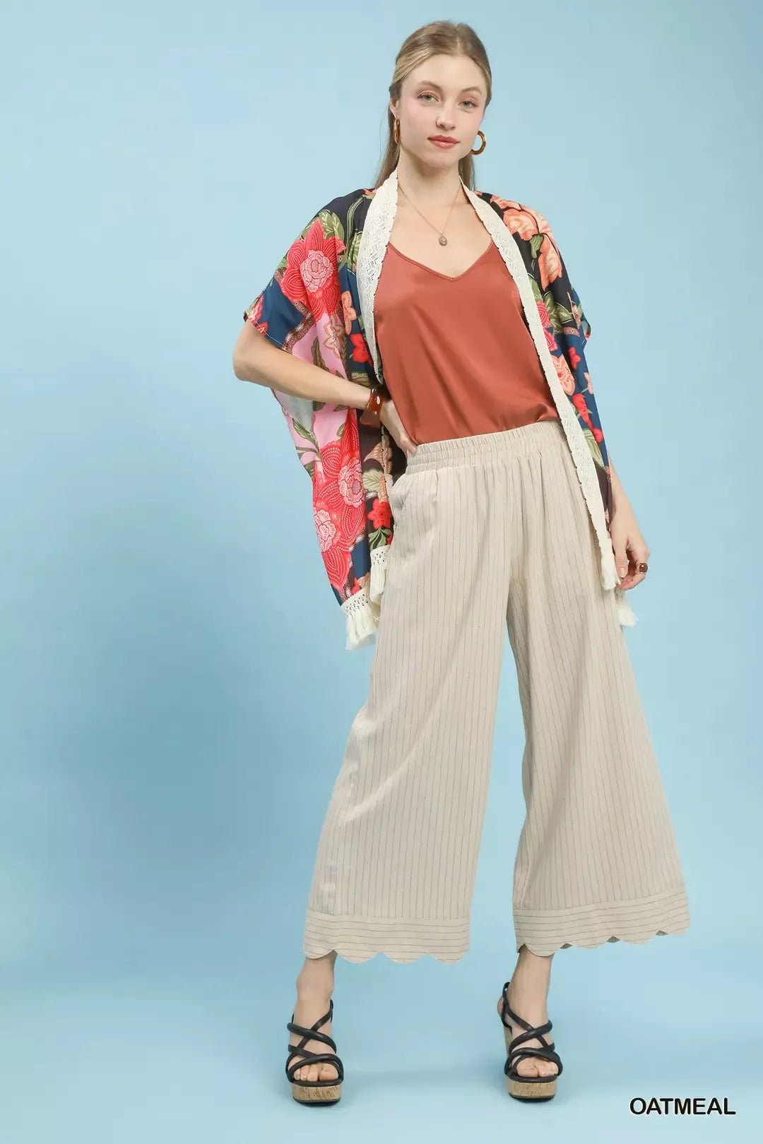 Umgee Pinstripe Wide Leg Pants - Che Cose Belle