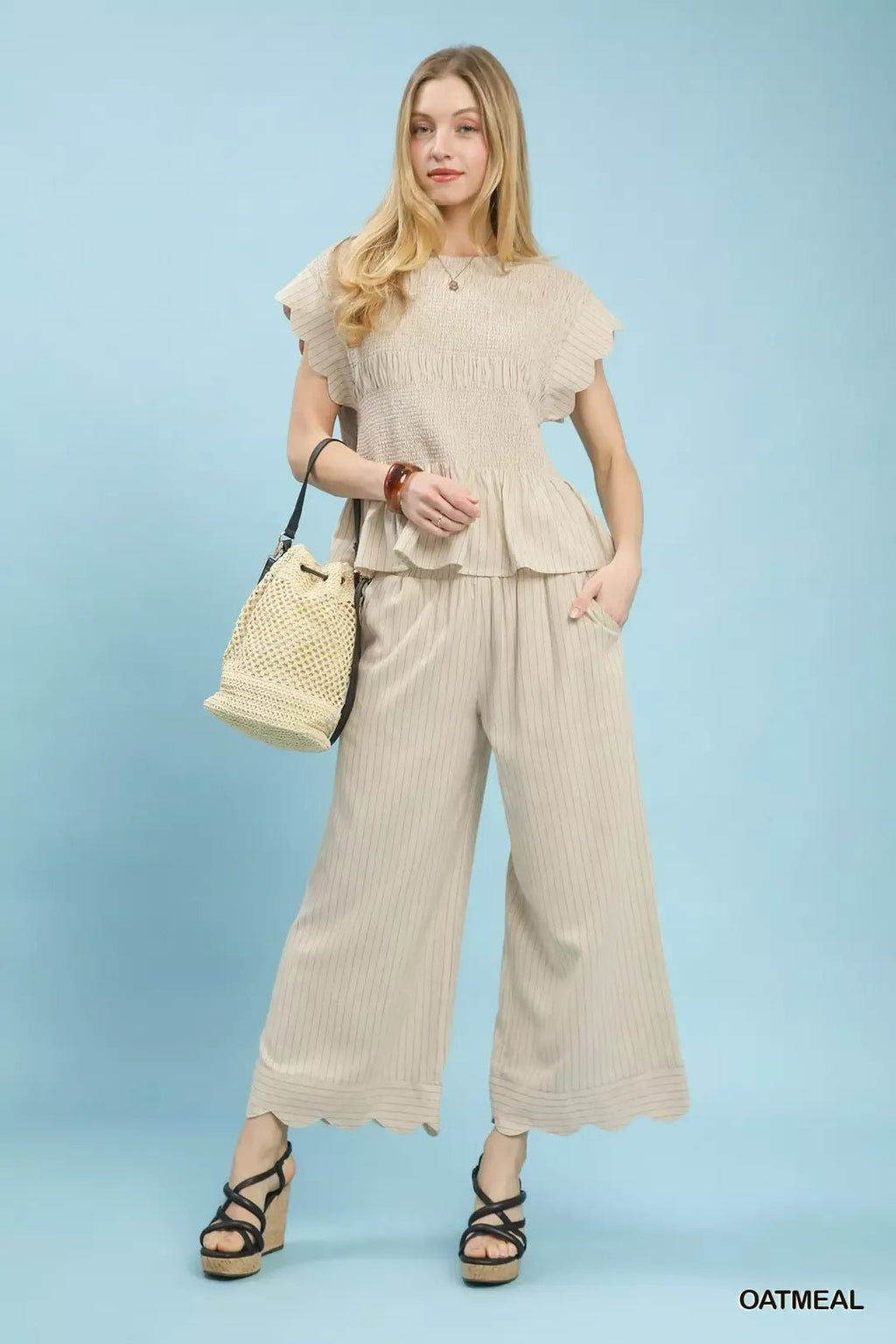 Umgee Pinstripe Wide Leg Pants - Che Cose Belle