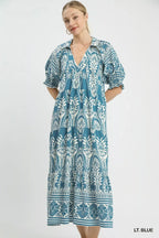 Umgee Two - tone Border Print Midi Dress - Che Cose Belle