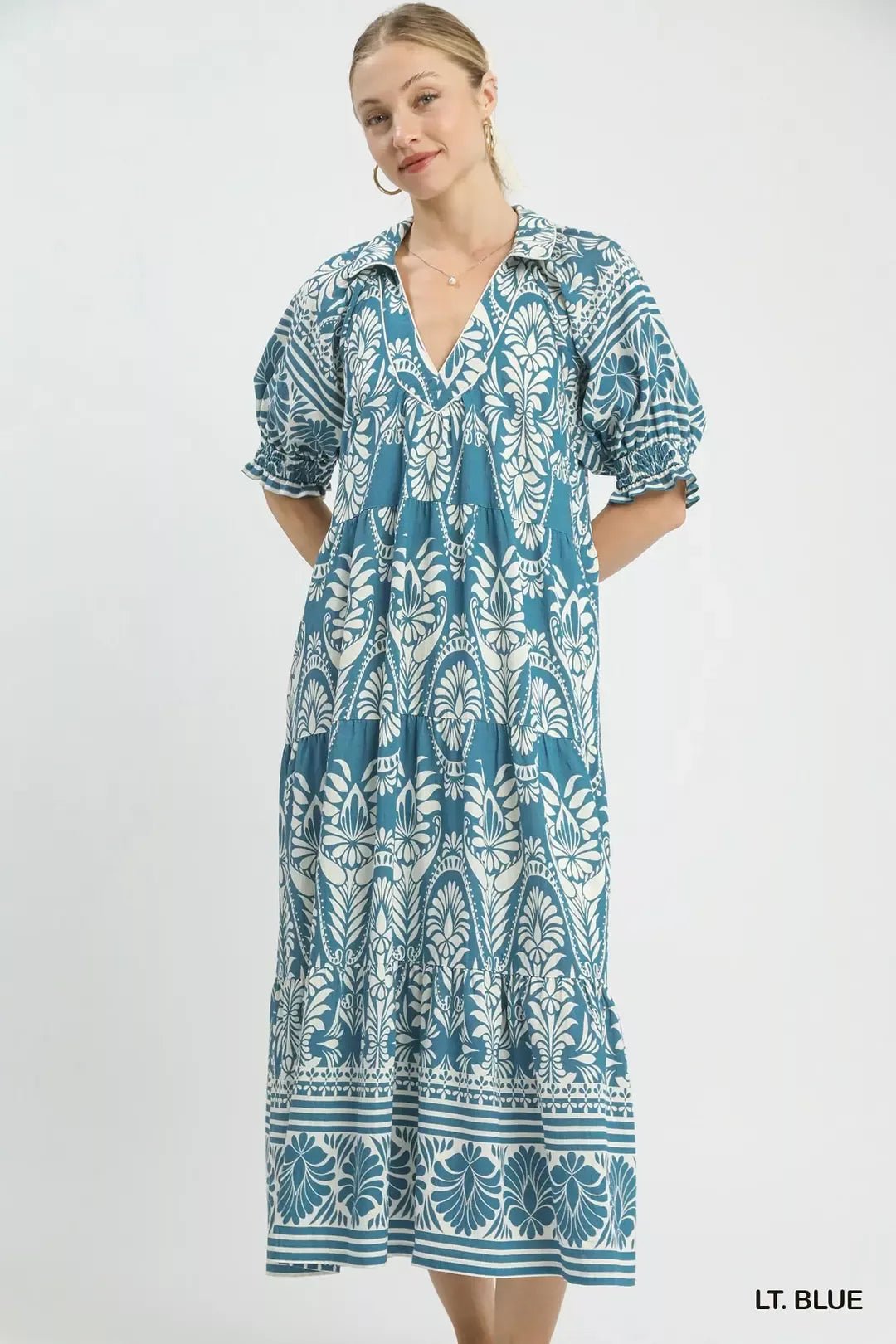 Umgee Two - tone Border Print Midi Dress - Che Cose Belle