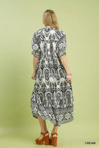 Umgee Two tone Border Print Midi Dress - Che Cose Belle