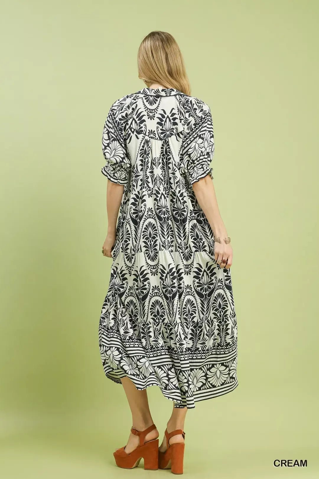 Umgee Two tone Border Print Midi Dress - Che Cose Belle