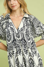 Umgee Two tone Border Print Midi Dress - Che Cose Belle