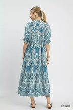 Umgee Two - tone Border Print Midi Dress - Che Cose Belle