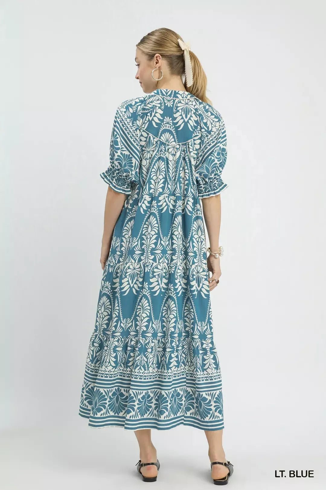 Umgee Two - tone Border Print Midi Dress - Che Cose Belle