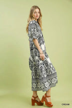 Umgee Two tone Border Print Midi Dress - Che Cose Belle