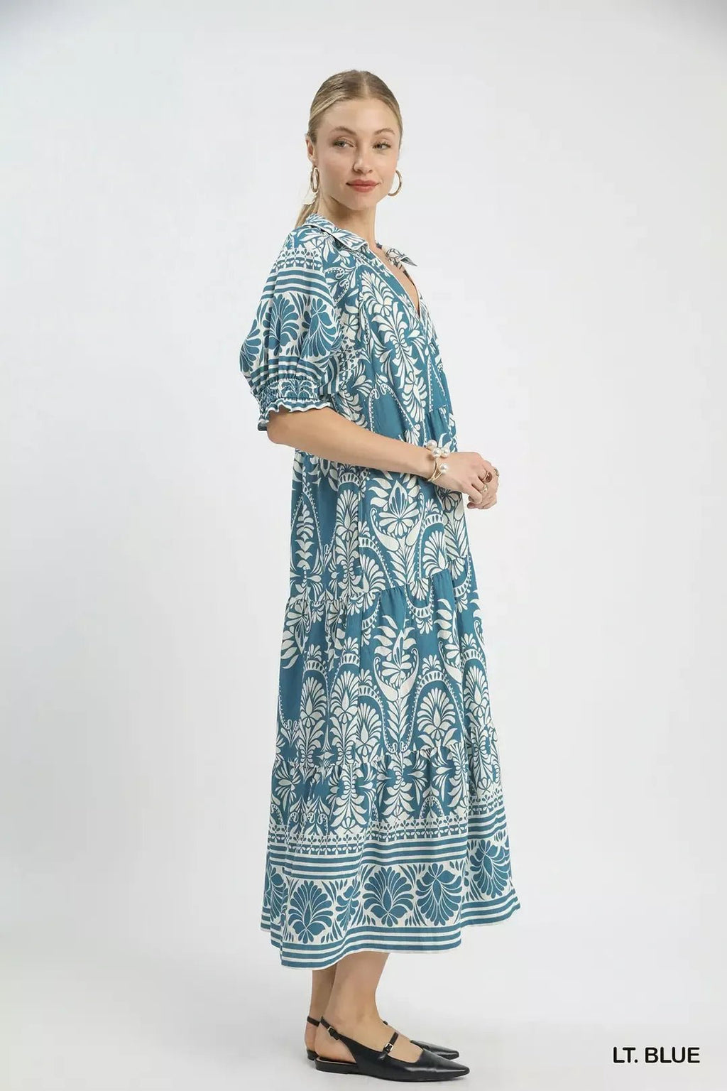 Umgee Two - tone Border Print Midi Dress - Che Cose Belle