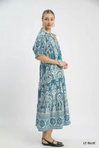 Umgee Two - tone Border Print Midi Dress - Che Cose Belle