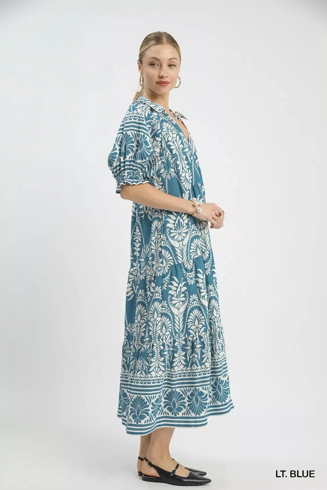 Umgee Two - tone Border Print Midi Dress - Che Cose Belle
