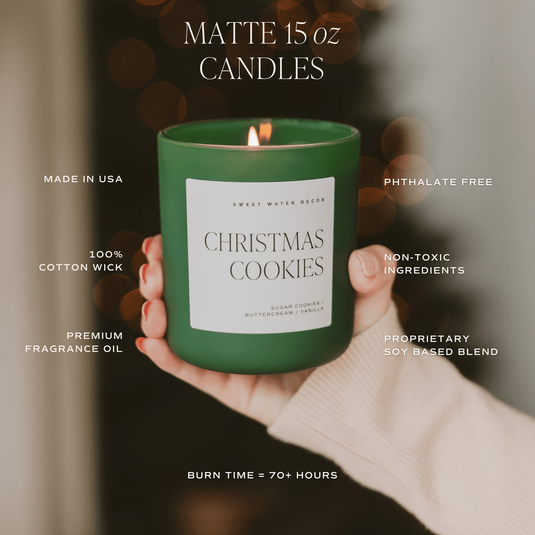 Under the Mistletoe Soy Candle - Green Matte Jar - 15 oz (Fraser Fir) - Che Cose Belle