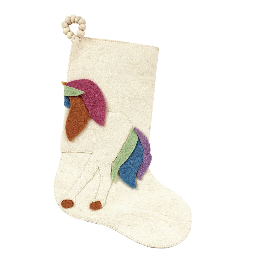 Unicorn Christmas Stocking Hand Felted Wool, Handmade Arcadia Home