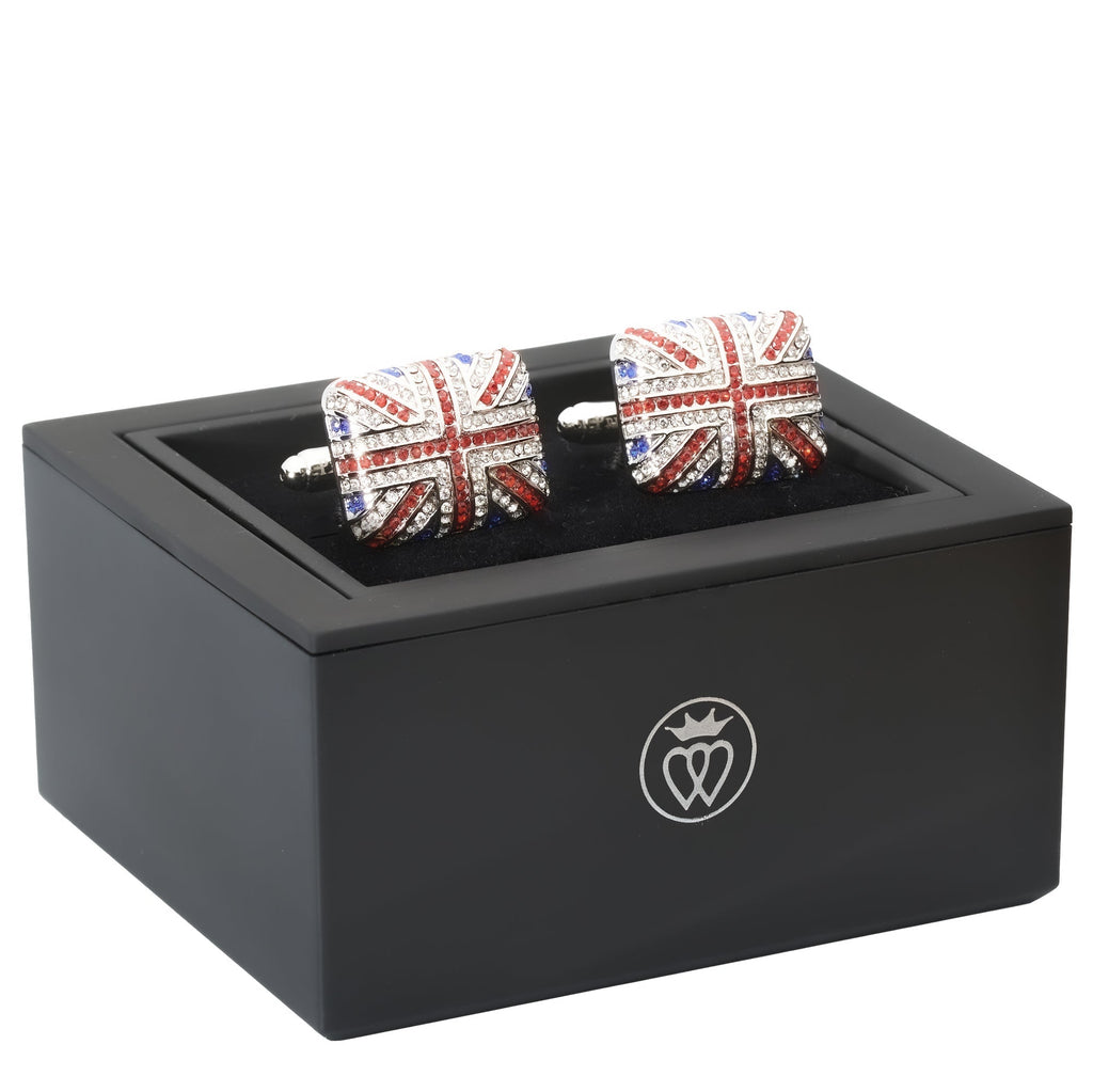 Union Jack Crystal Cufflinks – British Flag Enamel & Crystal Accents - Che Cose Belle