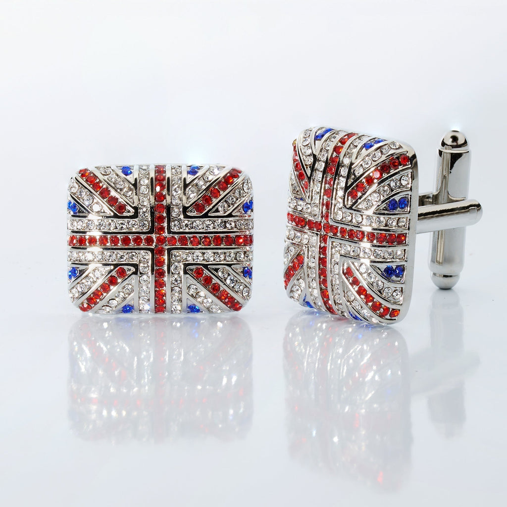 Union Jack Crystal Cufflinks – British Flag Enamel & Crystal Accents - Che Cose Belle