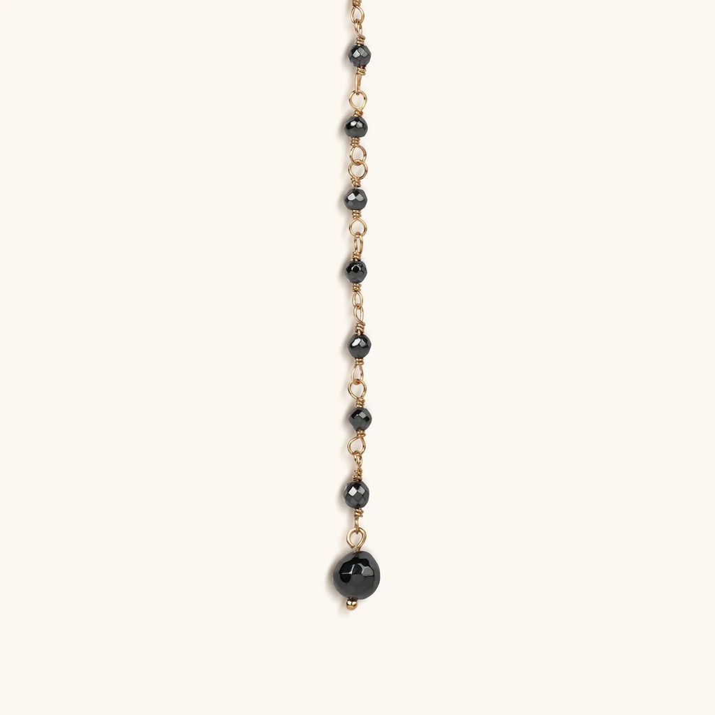 Unwavering Faith Cross - Hematite Rosary Necklace - Che Cose Belle