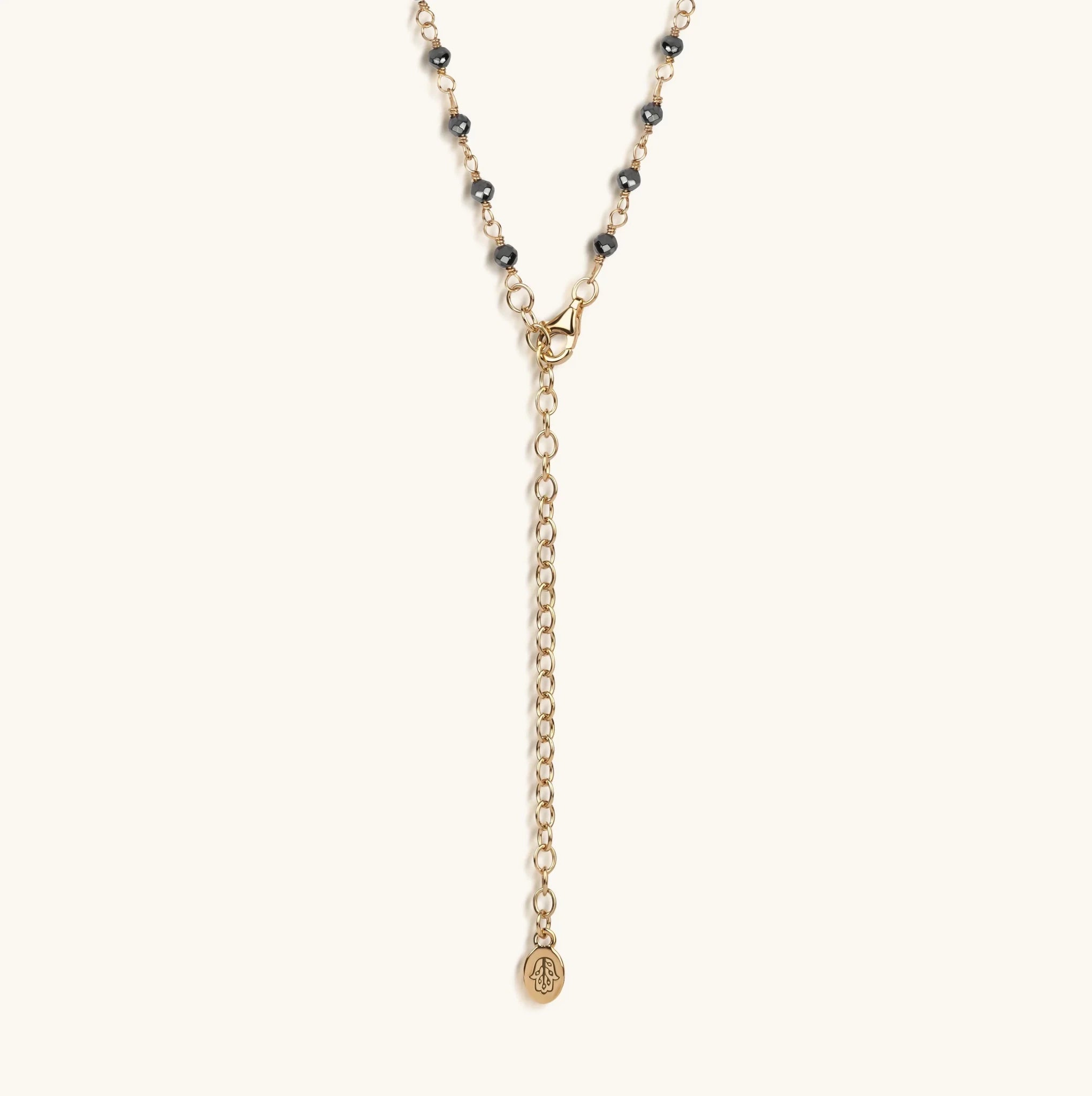 Unwavering Faith Cross - Hematite Rosary Necklace - Che Cose Belle