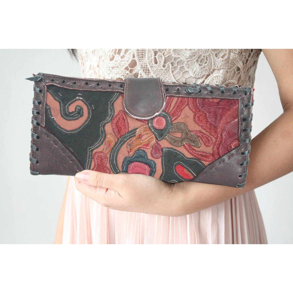 Upcycled Antique Applique Wallet - Thailand - Che Cose Belle