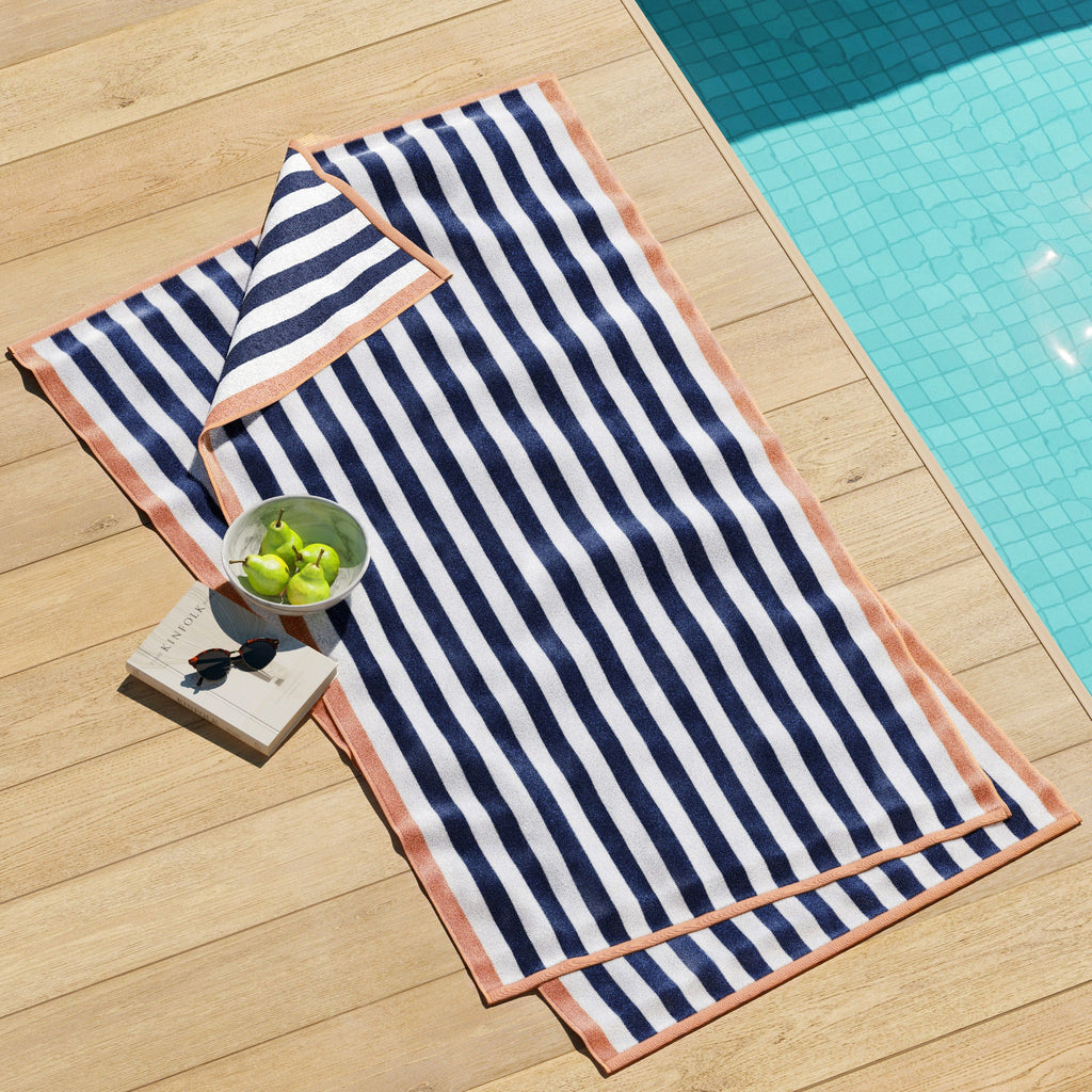 Oversized Striped Border Cabana Beach Towel - Santa Cruz