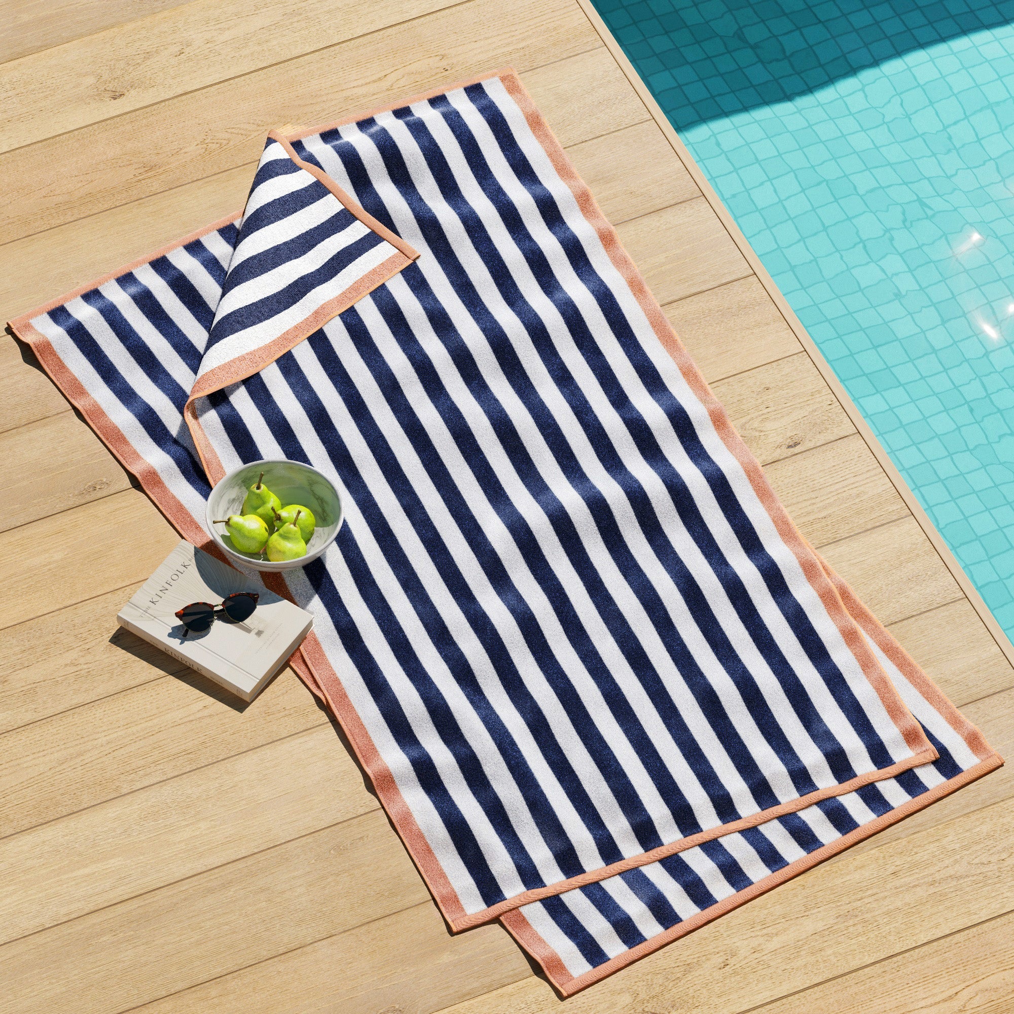 Oversized Striped Border Cabana Beach Towel - Santa Cruz