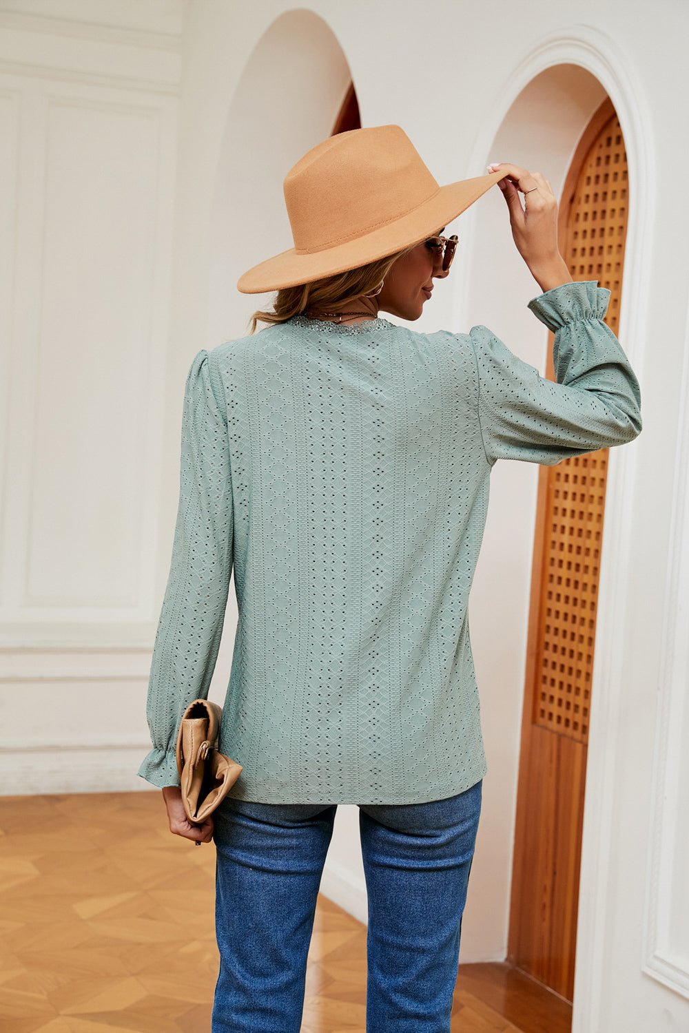 V - Neck Flounce Sleeve Blouse - Che Cose Belle