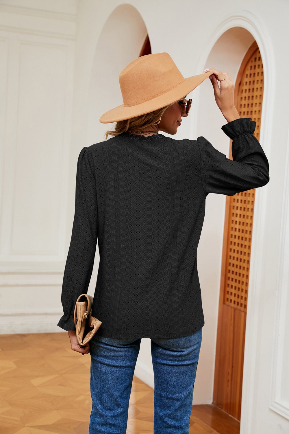 V - Neck Flounce Sleeve Blouse - Che Cose Belle