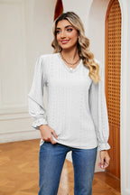 V - Neck Flounce Sleeve Blouse - Che Cose Belle