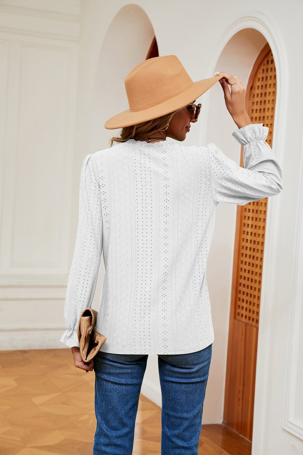 V - Neck Flounce Sleeve Blouse - Che Cose Belle