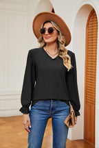 V - Neck Flounce Sleeve Blouse - Che Cose Belle